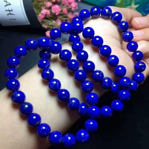 9mm Natural Royal Blue Lapis Lazuli Beads Bracelet AAA(cx#5878)
