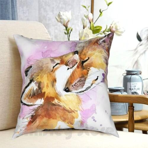 Beautiful Fox Mother And Cub Watercolour Design. Pillow Case Printed Home Soft DIY Pillow cover Fox Fox Mother Mum Mom