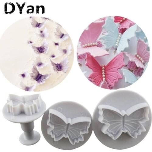 Free Shipping Free Shipping 3pcs/set Large Butterfly Plunger Mold Cake Decorating Tools Cake Tools/Cookie Cutters A170