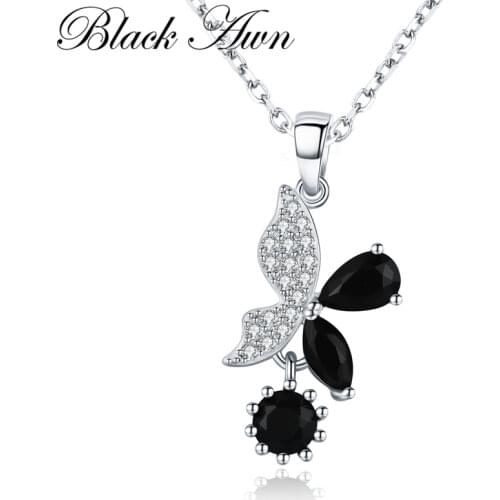 [BLACK AWN] 925 Sterling Silver Jewelry Necklace for Women Elegant Necklaces Pendants Trendy Natural Butterfly K015