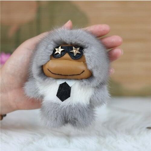 Mink Fur Little Monkey Bag Keychain Pendant Female Gorilla Mink Plush Doll Doll Male And Female Birthday Gifts