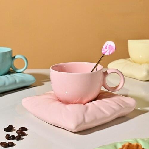 Candy solid color Mug dish combination set simple home cup office coffee afternoon cup dish set