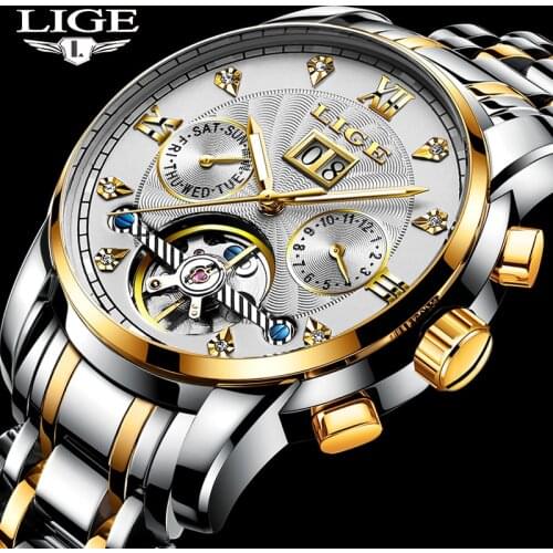 Relogio Masculino 2020LIGE Men Watches Fashion Top Brand Luxury Business Automatic Mechanical Watch Mens Casual Waterproof Watch