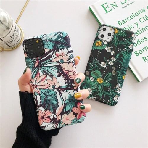 Retro Flowers Phone Case For iphone 11 Pro Max XR XS Max X 6 6S 7 8 Plus SE 2020 12 mini Hard Cases Fashion Art Leaf Back Cover