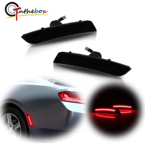 Gtinthebox 2PCS Smoked /Clear Lens Red Full LED Car Rear Side Marker Lamp Lights For 2016-2018 6th Gen Chevrolet Camaro 12V T10