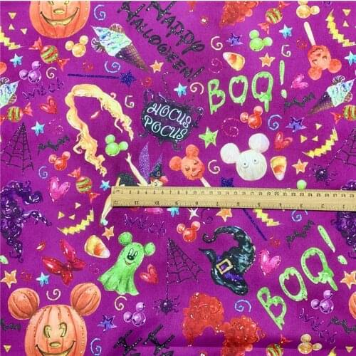 Halloween pumpkin fairy candy Polyester cotton Fabric for Kids Clothes Hometextile Backpacks Cushion Cover DIY Material