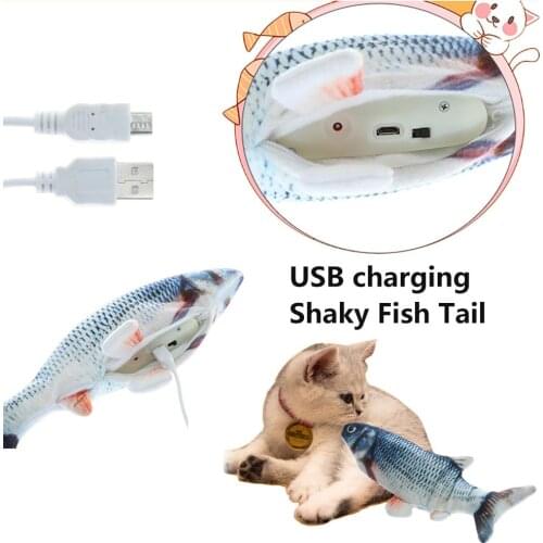 Pet Cat Toy Electric Catnip Fish USB Rechargeable Wagging Jump Fish Automatic Realistic Simulated Plush Fish Cat Kitten Chew Toy