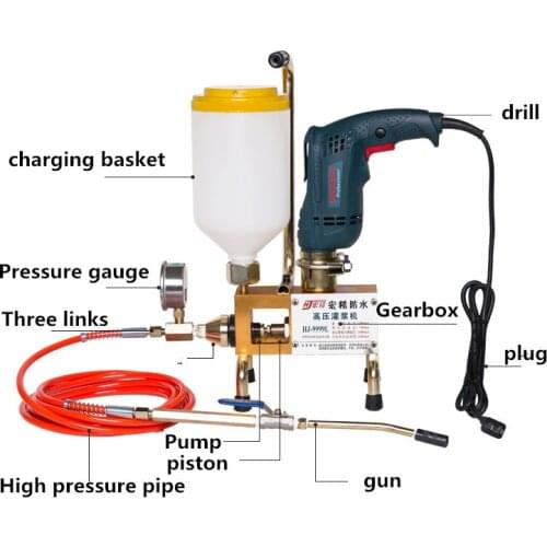 Epoxy Injection Pump Epoxy / Polyurethane Foam Grouting Machine Steel HosePolyurethane Crack 999 High Quality 810/910/1300W