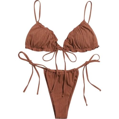 Women Solid Sexy Bikini Set Bandage Brazilian Two Piece Swimmsuit Push Up Beachwear Padded Swimwear Bathing Suit Swimming Suit