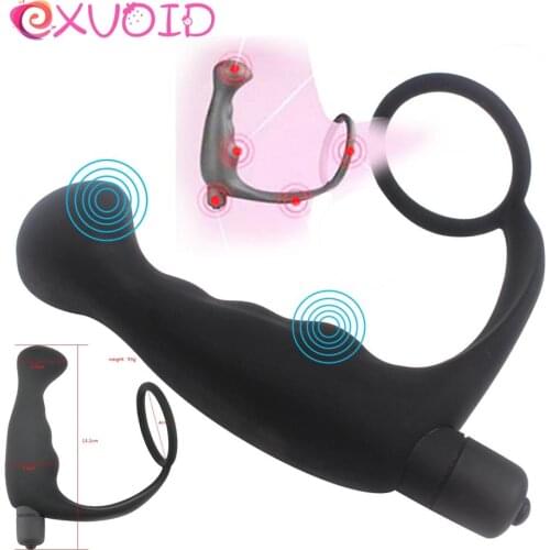 EXVOIDG Spot Prostate Massager Lock Sperm Ring Vibration Massage Stick Anal Plug Vibrator Toys Prostate Adult Sex Toys for Men