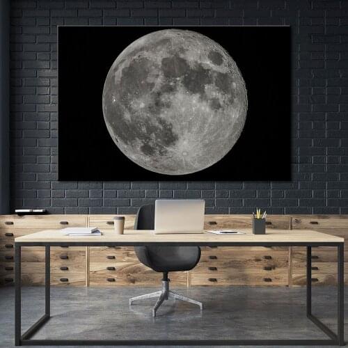 Minimalist Night Black and White Full Moon Art Canvas Painting Nordic Posters and Prints Wall Pictures for Living Home Decor