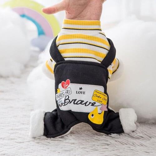 Pet Clothes Thickened Four-Legged Cotton-Padded Clothes Teddy Bichon Small Dog Autumn and Winter Warm Dog Overalls Cat Clothes