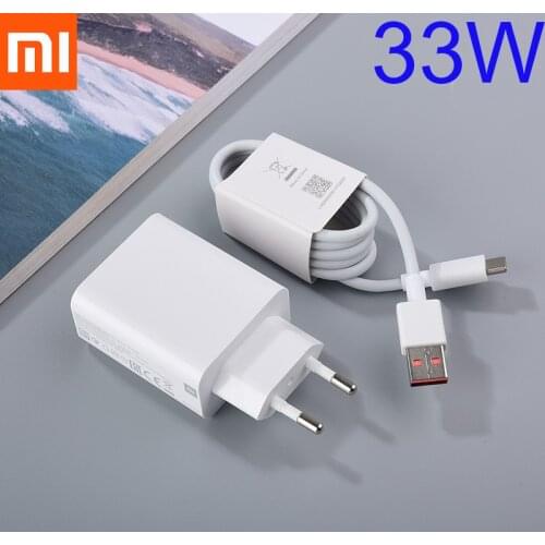 Original Xiaomi Mi 10 10T Pro Poco X3 NFC Turbo Fast Charger 33W EU Adapter 6A Type C Cable Quick Charge For Mi 11 Redmi K40 Pro