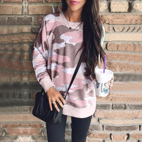 Autumn Camouflage Sweatshirts Winter Fashion Printed Round Neck Long-sleeved Blouse Plus Size Tops of Women Crewneck Sweatshirt