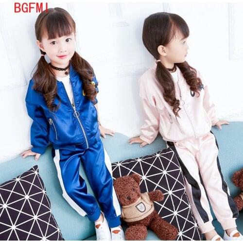 Fall Outfits Winter Fashion Girl Suit Jacket + Pants 2pcs/set Brand Leisure Letter Love Zipper Cardigan Coat Suit Girls
