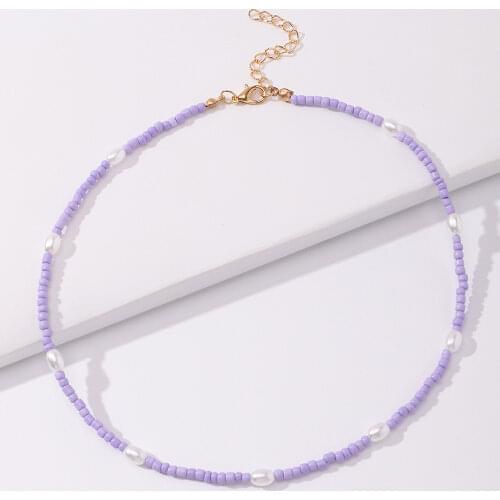 Boho Pearl Choker Necklace Women Jewelry Collares Bohemia Seed Beads Fashion Necklace Femme Beaded Chains Clavicle Necklace