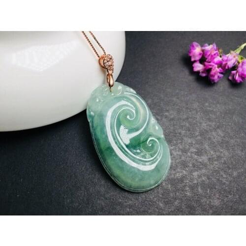 Natural jade ice bottom with floating flowers jade wish pendant for men and women models wishful pendant with certificate ep02