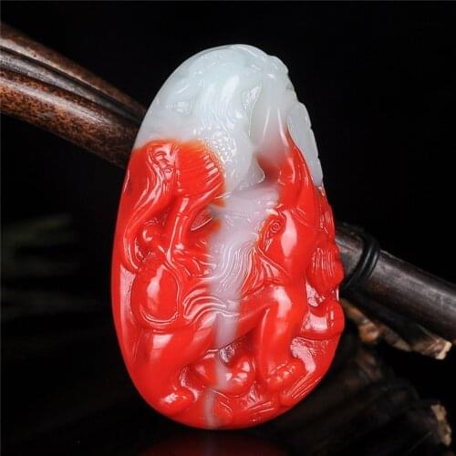 Natural Color Hand-carved Elephant Jade Pendant Jewelry Necklace Elephant Auspicious Ruyi Towards Success Pendant Men and Women