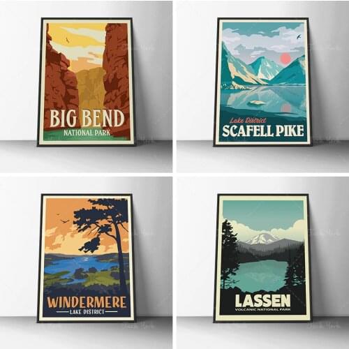 Windermere Lake District National Park Travel Poster - Minimalist Art Print