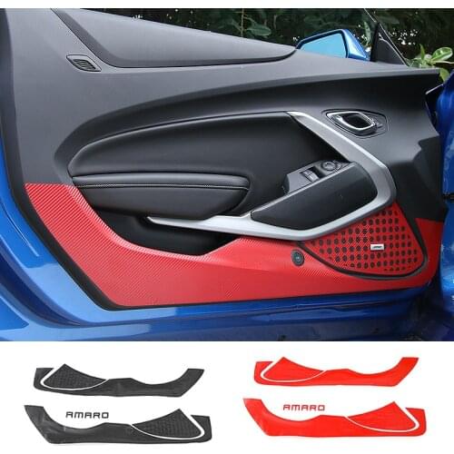 SHINEKA Carbon Fibre Look Car Door Anti-Kick Sticker Anti-dirty Door Stickers Decoration Accessories for Chevrolet Camaro 2017