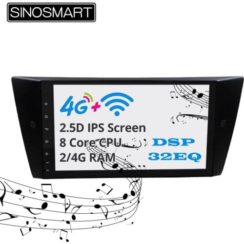 Sinosmart Android 8.1 2Din IPS 2.5D/QLED screen car gps multimedia radio navigation player for BMW E90 E91 E92 E93 2005-2012