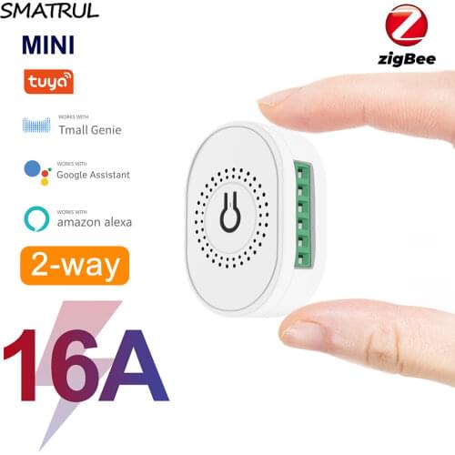 SMATRUL 16A Tuya ZigBee 3.0 Smart Light Switch Module Mini DIY Breaker Supports 2 Way Control For Alexa Google Home For Gateway