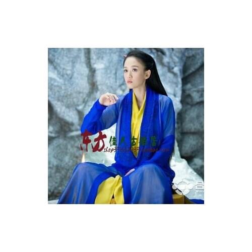 Unisex Male and Female TV Play Xiao'AoJiangHu The Smiling Proud Wanderer Actor Dongfang Bubai Blue Hanfu Costume