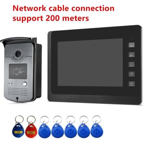 Video Intercom with Lock and Network cable connection 7 inch Video Door Phone White Monitor Night Vision Doorbell Camera