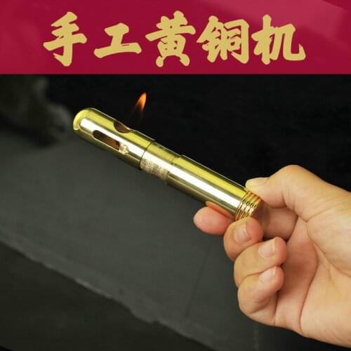 Upscale Brass Handmade Lighter Gasoline Heavy Trench Free Fire Starter Automatic Ejection Windproof Lighter Mens gifts Collect