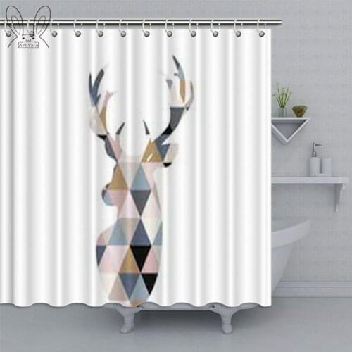 Nordic Geometric Shower Curtain 3D Animal Waterproof Bathroom Curtain Polyester Fabric Bath Curtain Home Decor Shower Sets