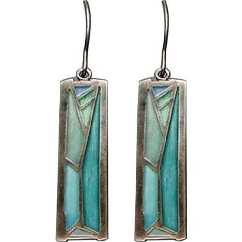 Vintage Women Multicolor Faux Fire Labradorite Pendant Hook Earrings Jewelry