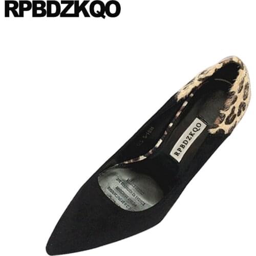 Leopard print high heels catwalk red pointed toe pumps suede women ultra black shoes chic thin 2019 scarpin super 8cm extreme