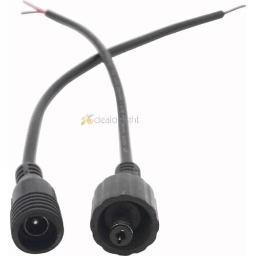 10 set/lot Waterproof DC Power Connector Wire Male and Female Cable 22AWG 0.3mm2 Black For Single Color LED Strip Free Shipping
