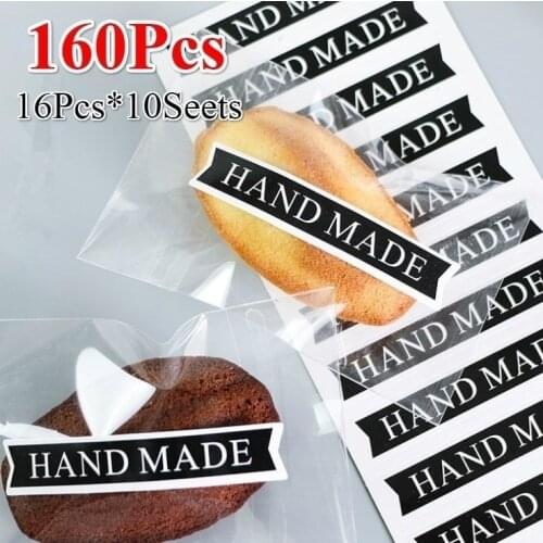160PCS/10Sheets Handmade Baking Sealing Sticker Gift Packaging Label DIY Cookie Tag Wedding Shower Birthday Christmas Party
