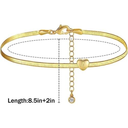 2021 New Love Anklet European and American Wind Copper and Electricity Gold-plated Letter Snake Chain Tail Chain Simple Bracelet