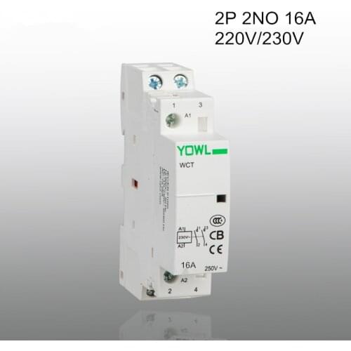 2P 16A CT1 220V/230V 50/60HZ 35mm Din rail Household ac contactor 2NO