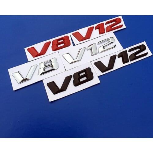 2X Refitting Sticker Black Red Chrome 3D Sharp Font Letters V8 V12 Emblem Badge for Mercedes Benz Fender Side Logo Car Styling