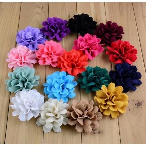 3.0 inch Girl Fabric Flower Scalloped Chiffon Material Blossom Flowers For Headband Hair Accessories 100pcs/lot