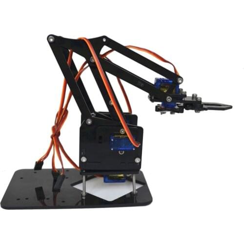 4DOF Assembling Acrylic Mechine Robot Arm with SG90 or MG90S Plastic Gear Servo For Robot DIY can choose