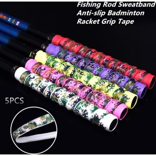 5PCS Anti-slip Breathable Sport Over Grip Sweatband Tennis Overgrips Tape Fishing Rod Grip Sweat Belt