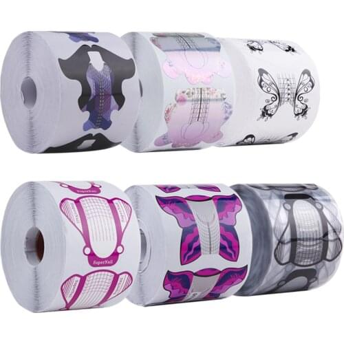 500pcs Extension Nails Tips Acrylic Mold Bottom Forms Construction Gel Papers Manicure Template Fiber Builder Gel French Tool