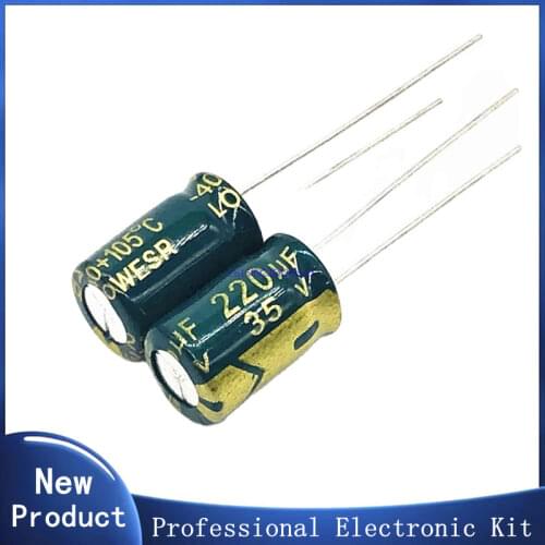 12pcs/lot Q09 Low ESR/Impedance high frequency 35v 220UF aluminum electrolytic capacitor size 8*12 220UF35V 20