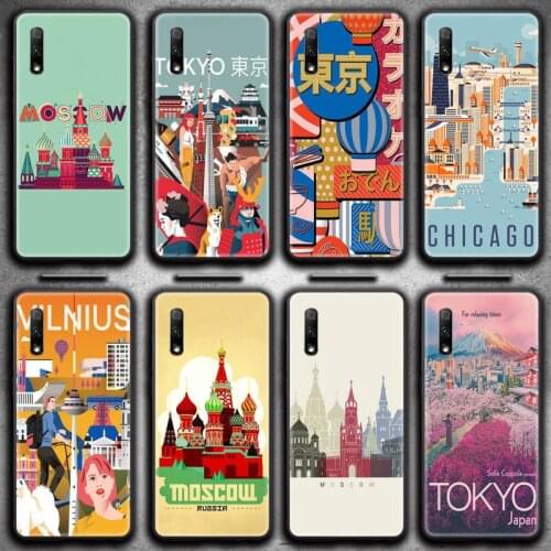 Moscow Tokyo Venice city poster Phone Case For Huawei Nova 6se 7 7pro 7se honor 7A 8A 7C 9C Play