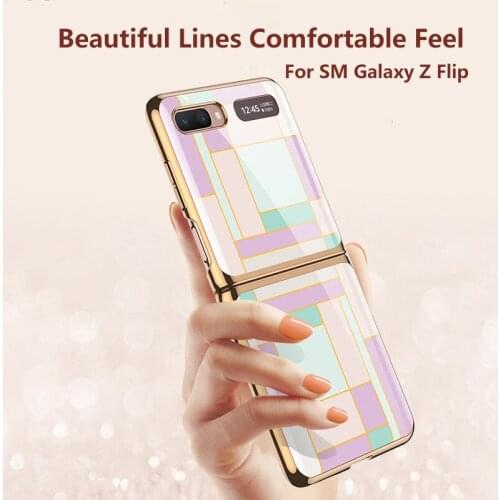 Fashion Tempered Glass Hard Phone Cover For Samsung Galaxy Z Flip Case Plating Frame Fold All-inclusive Shockproof Fitted Funda