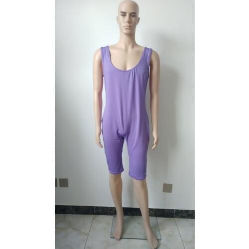 Black Women Jumpsuit Wear Sleeveless Short Unitard Costume Nylon Spandex Dancewear Bodysuit