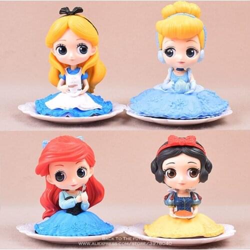 Disney Alice Mermaid Cinderella Snow White Princess 4pcs/set 9cm Action Figure Anime Collection Figurine Toy model for children