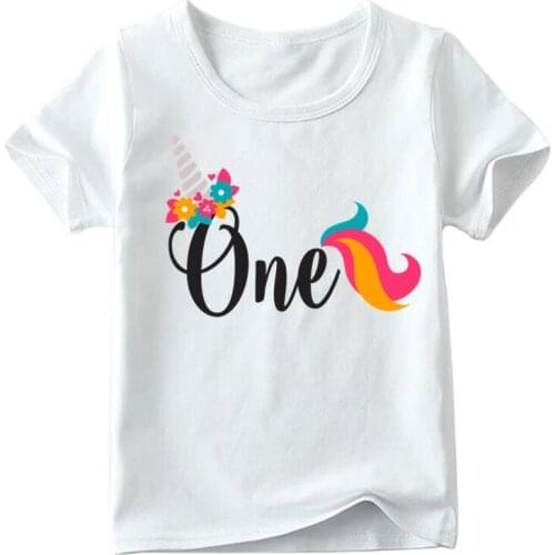 Girls Birthday Unicorn Number 1-9 Print T shirt Baby Summer White T-shirt,Kids Number 1-9 Birthday Present Cute Clothes