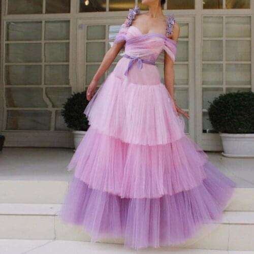 Elegant Homecoming Dresses Cap Sleeves Appliques Beadings Layered Ruffles Tulle Ball Gown Women Long Prom Evening Vestidos Gowns