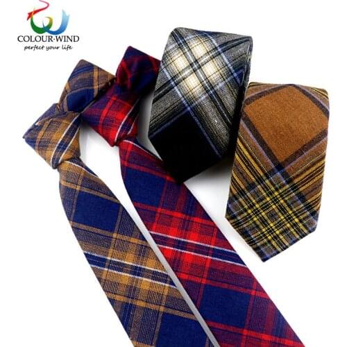 Men 6CM Soft Cotton Ties JK Tie Korean Style Uniform High School Boys Plaid Navy Colorful Neck Tie Japanese Cravat