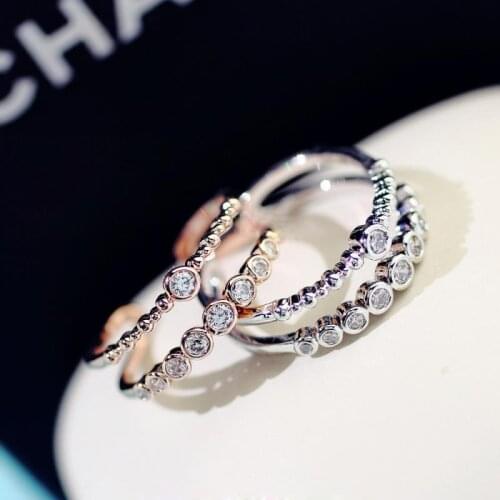 Fashion wild small fresh double layered flash drill Exquisite Micro-Inlay Zircon Double Layer Ring Jewelry Valentines Day Gift